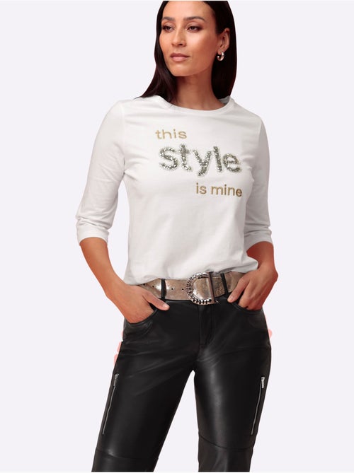 T-shirt à manches 3/4 paillettes brillantes - taille standard - helline - Kiabi T-shirt à manches 3/4 paillettes brillantes - taille standard - helline - Kiabi