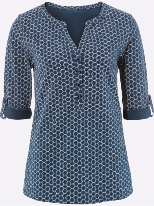 T-shirt à manches 3/4 patte de boutonnage courte - taille standard - moda vilona - Kiabi T-shirt à manches 3/4 patte de boutonnage courte - taille standard - moda vilona - Kiabi