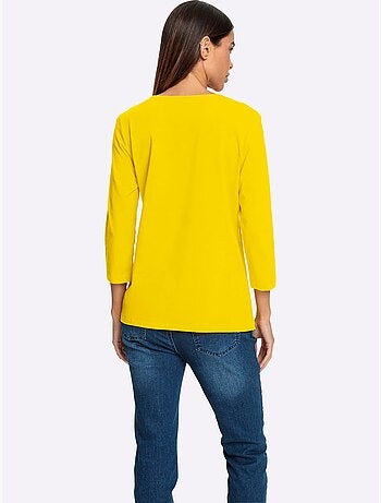 T-shirt à Manches 3/4 Petites Pierres Brillantes Fantaisie - Taille Standard - Helline