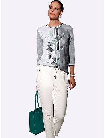 T-shirt à Manches 3/4 Petites Pierres Fantaisie - Taille Standard - helline