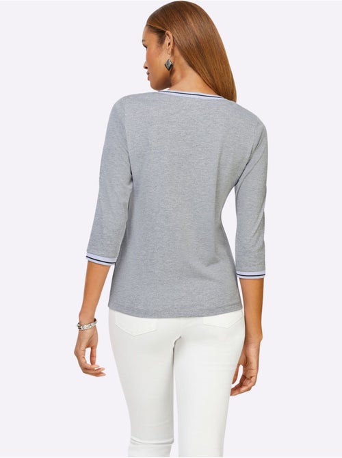 T-shirt à Manches 3/4 Petites Pierres Fantaisie - Taille Standard - Helline - Kiabi