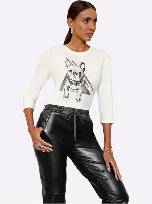 T-shirt à Manches 3/4 Petites Pierres Fantaisie - Taille Standard - Helline - Kiabi T-shirt à Manches 3/4 Petites Pierres Fantaisie - Taille Standard - Helline - Kiabi
