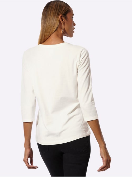 T-shirt à Manches 3/4 Petites Pierres Fantaisie - Taille Standard - Helline - Kiabi T-shirt à Manches 3/4 Petites Pierres Fantaisie - Taille Standard - Helline - Kiabi