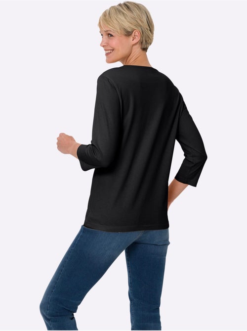 T-shirt à Manches 3/4 Petites Pierres Fantaisie Sur L'encolure - Taille Standard - Moda Vilona - Kiabi T-shirt à Manches 3/4 Petites Pierres Fantaisie Sur L'encolure - Taille Standard - Moda Vilona - Kiabi