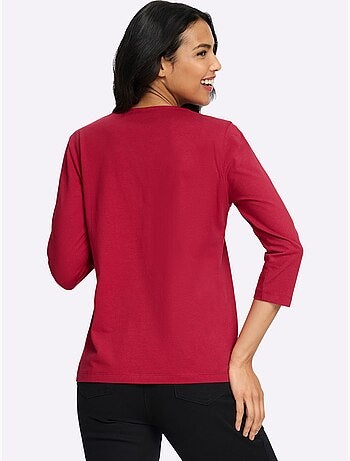 T-shirt à manches 3/4 pierres ornementales brillantes - taille standard - moda vilona