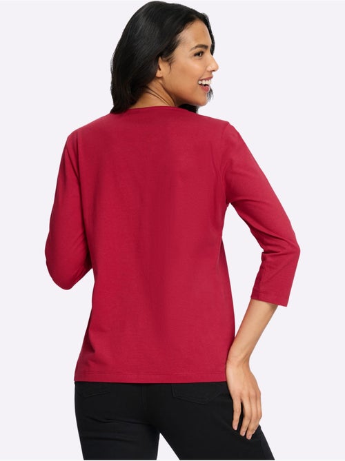 T-shirt à manches 3/4 pierres ornementales brillantes - taille standard - moda vilona - Kiabi T-shirt à manches 3/4 pierres ornementales brillantes - taille standard - moda vilona - Kiabi