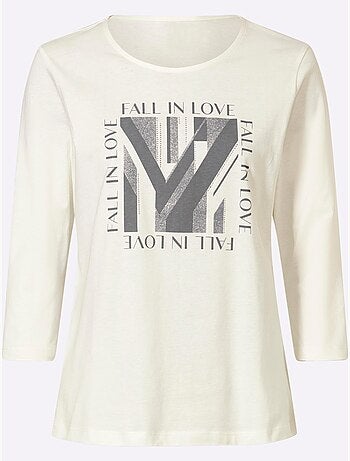 T-shirt à manches 3/4 pierres ornementales brillantes - taille standard - moda vilona