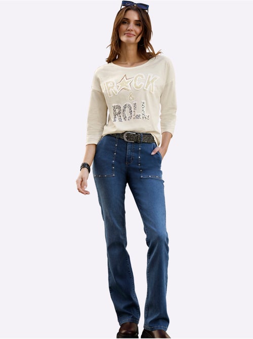T-shirt à Manches 3/4 Pur Coton - Taille Standard - Moda Vilona - Kiabi