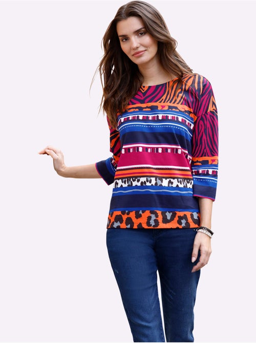 T-shirt à Manches 3/4 Pur Coton - Taille Standard - Moda Vilona - Kiabi T-shirt à Manches 3/4 Pur Coton - Taille Standard - Moda Vilona - Kiabi