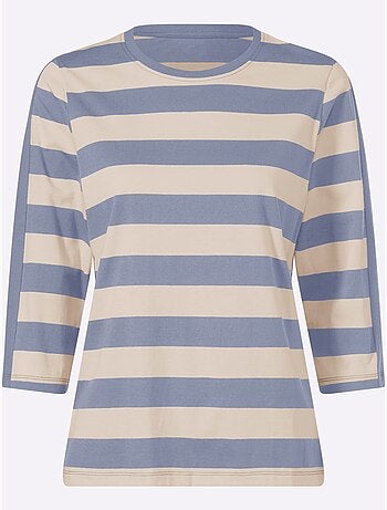 T-shirt à Manches 3/4 Pur Coton - Taille Standard - Moda Vilona