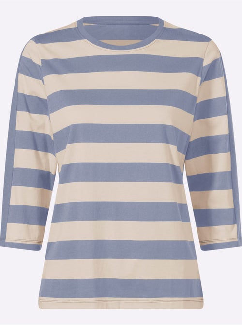 T-shirt à Manches 3/4 Pur Coton - Taille Standard - Moda Vilona - Kiabi
