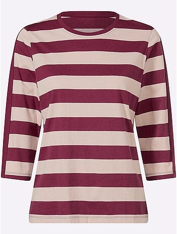 T-shirt à Manches 3/4 Pur Coton - Taille Standard - Moda Vilona