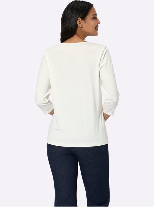 T-shirt à Manches 3/4 Pur Coton - Taille Standard - Moda Vilona - Kiabi