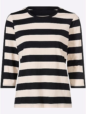 T-shirt à Manches 3/4 Pur Coton - Taille Standard - Moda Vilona