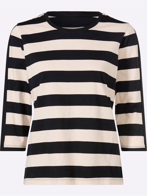 T-shirt à Manches 3/4 Pur Coton - Taille Standard - Moda Vilona - Kiabi