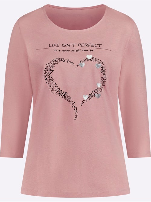 T-shirt à Manches 3/4 Pur Coton - Taille Standard - Moda Vilona - Kiabi