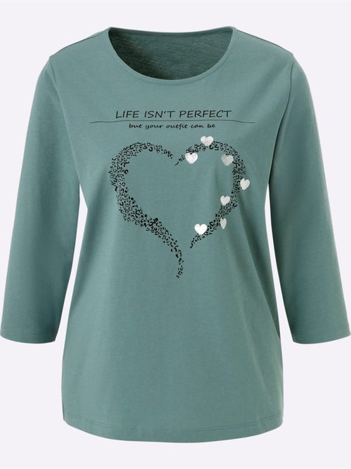 T-shirt à Manches 3/4 Pur Coton - Taille Standard - Moda Vilona - Kiabi T-shirt à Manches 3/4 Pur Coton - Taille Standard - Moda Vilona - Kiabi