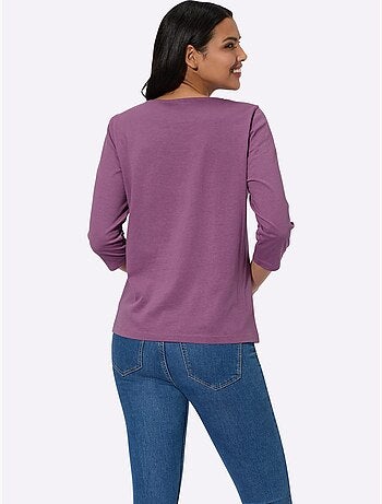 T-shirt à Manches 3/4 Pur Coton - Taille Standard - Moda Vilona