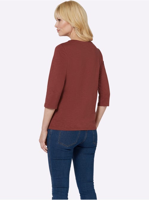 T-shirt à manches 3/4 pur coton - taille standard - moda vilona - Kiabi