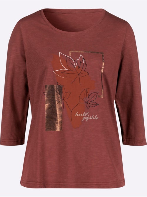 T-shirt à manches 3/4 pur coton - taille standard - moda vilona - Kiabi
