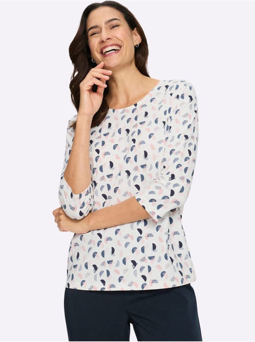 T-shirt à Manches 3/4 Pur Coton - Taille Standard - Witt - Kiabi