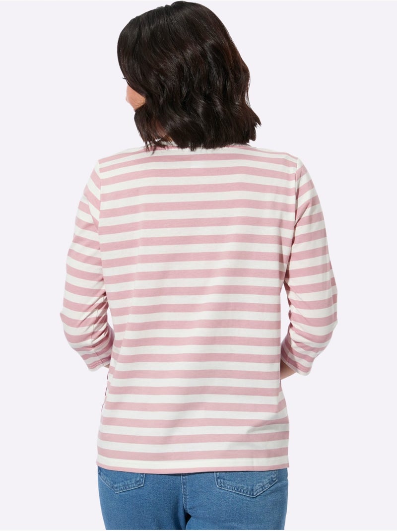 T-shirt à manches 3/4 pur coton - taille standard - witt Rose - Kiabi