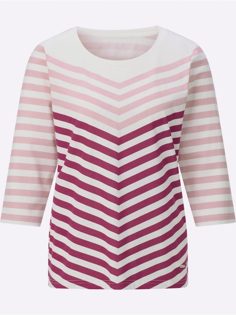 T-shirt à manches 3/4 pur coton - taille standard - witt Rose - Kiabi