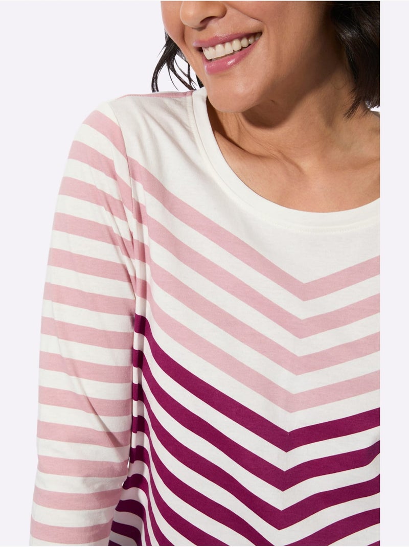 T-shirt à manches 3/4 pur coton - taille standard - witt Rose - Kiabi