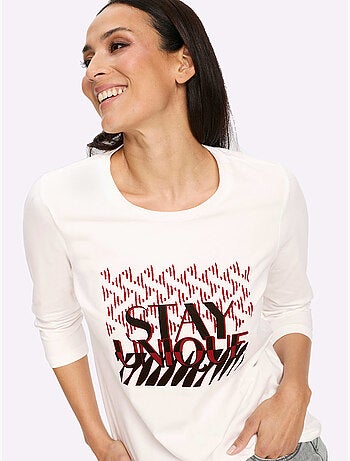 T-shirt à manches 3/4 qualité coton doux sur la peau - taille standard - helline