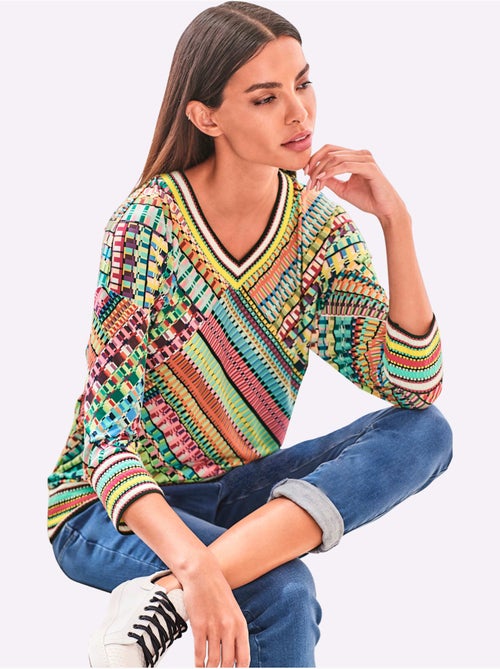 T-shirt à Manches 3/4 Qualité Douce Et Fluide - Taille Standard - helline - Kiabi