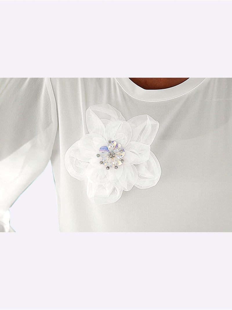 T-shirt à Manches 3/4 Qualité Extensible Souple - Taille Standard - Witt Ecru - Kiabi