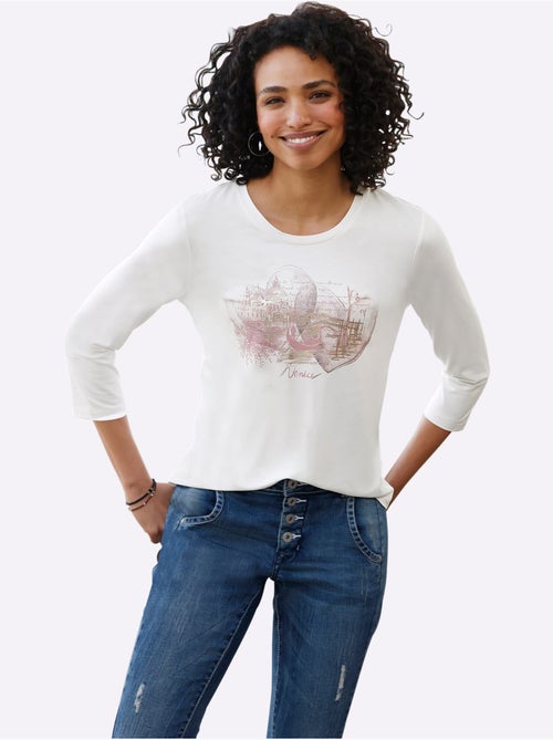 T-shirt à manches 3/4 qualité viscose douce - taille standard - helline - Kiabi