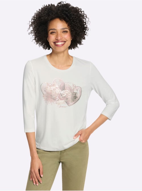 T-shirt à manches 3/4 qualité viscose douce - taille standard - helline - Kiabi
