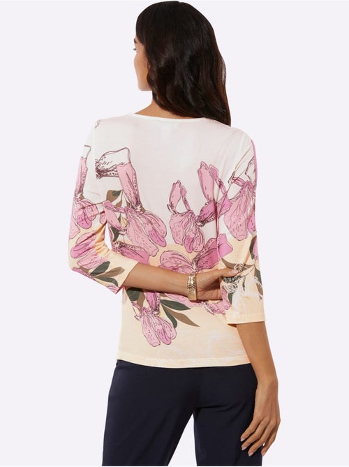 T-shirt à Manches 3/4 Superbe Motif Floral - Taille Standard - Helline - Kiabi T-shirt à Manches 3/4 Superbe Motif Floral - Taille Standard - Helline - Kiabi