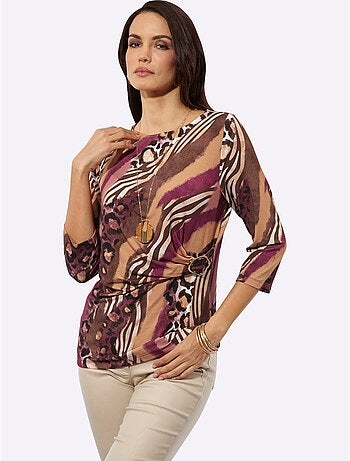 T-shirt à manches 3/4 superposition moderne - taille standard - helline