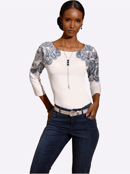 T-shirt à Manches 3/4 Viscose - Taille Standard - Helline - Kiabi