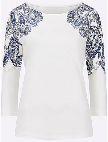 T-shirt à Manches 3/4 Viscose - Taille Standard - helline