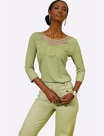 T-shirt à Manches 3/4 Viscose - Taille Standard - helline