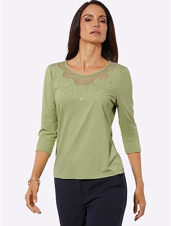 T-shirt à Manches 3/4 Viscose - Taille Standard - helline