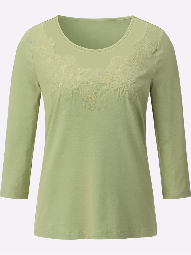 T-shirt à Manches 3/4 Viscose - Taille Standard - Helline Vert tilleul - Kiabi