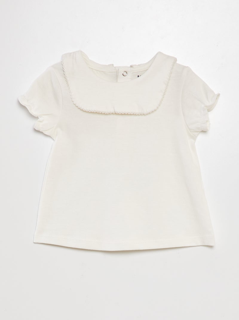 T-shirt à manches ballons blanc - Kiabi