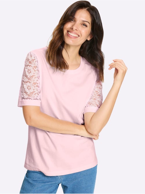 T-shirt à manches bouffantes en dentelle florale et jersey - Taille standard - Moda Vilona - Kiabi T-shirt à manches bouffantes en dentelle florale et jersey - Taille standard - Moda Vilona - Kiabi