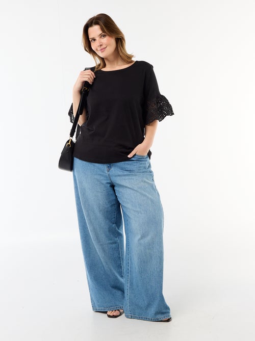 T-shirt à manches courte en macramé - Kiabi