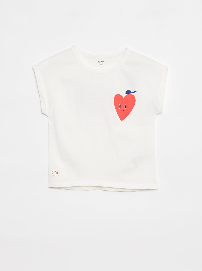 T-shirt à manches courtes - Grafik Edition Blanc - Kiabi