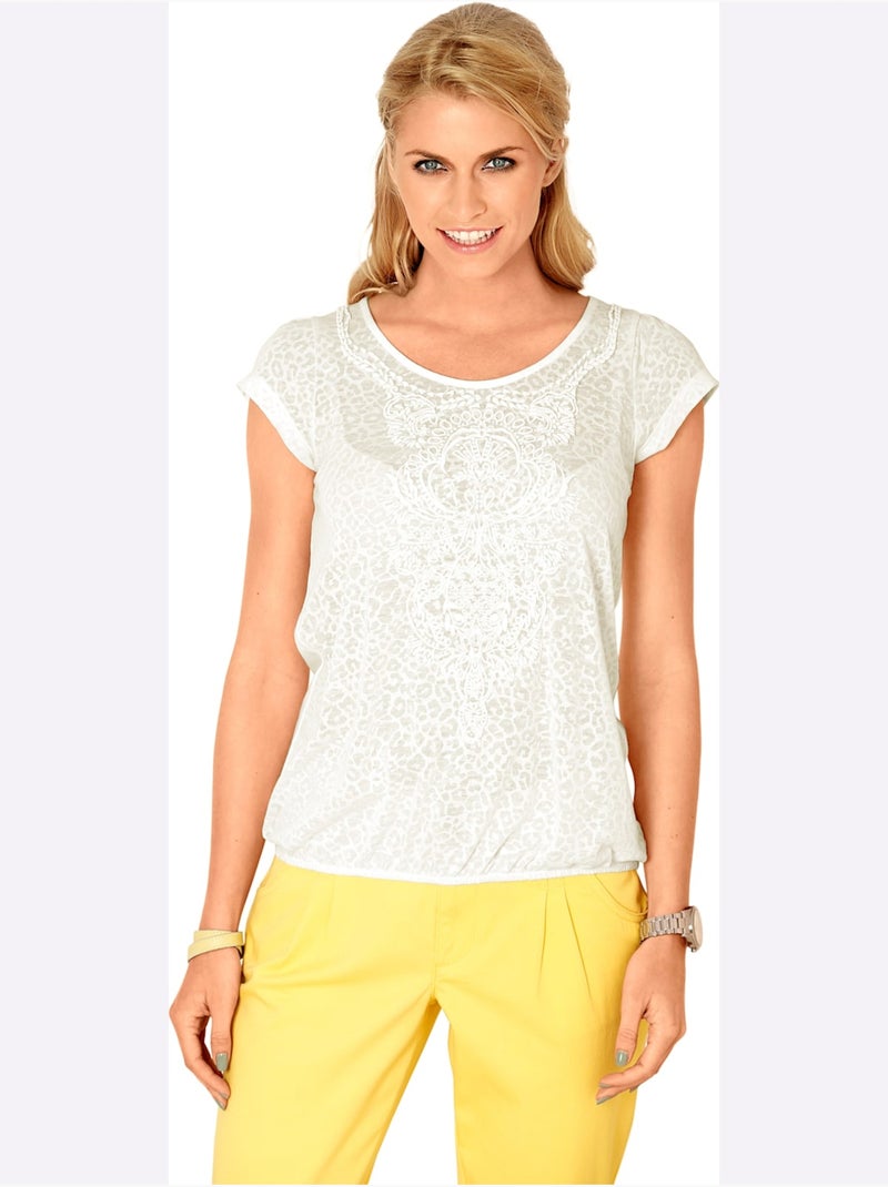 T-shirt à Manches Courtes - Taille Standard - Helline Blanc - Kiabi