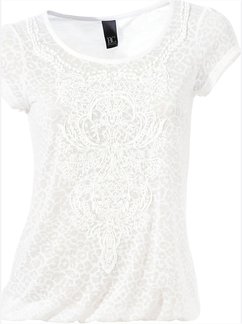 T-shirt à Manches Courtes - Taille Standard - Helline Blanc - Kiabi