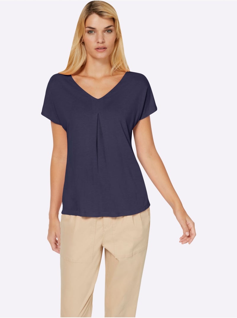 T-shirt à Manches Courtes - Taille Standard - helline Bleu nuit - Kiabi