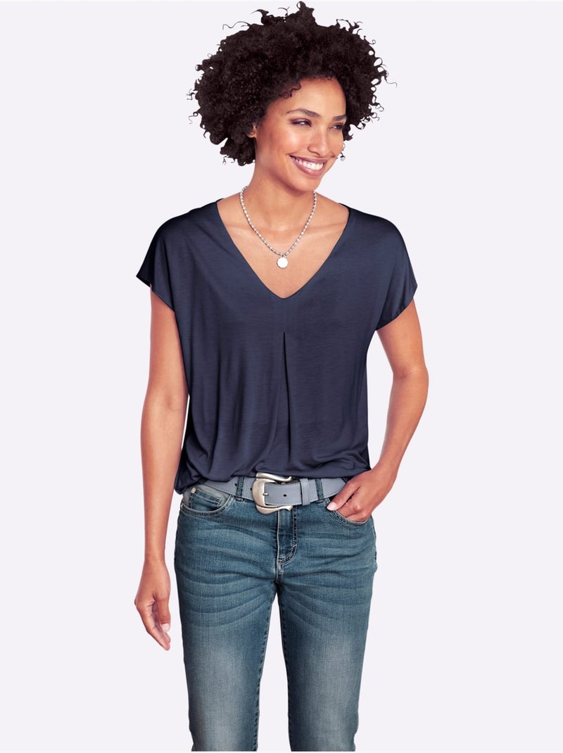 T-shirt à Manches Courtes - Taille Standard - helline Bleu nuit - Kiabi