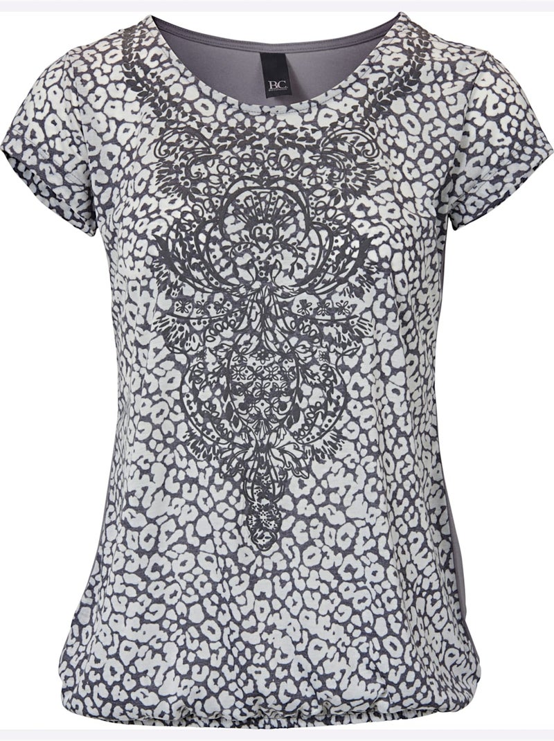 T-shirt à Manches Courtes - Taille Standard - Helline Gris - Kiabi