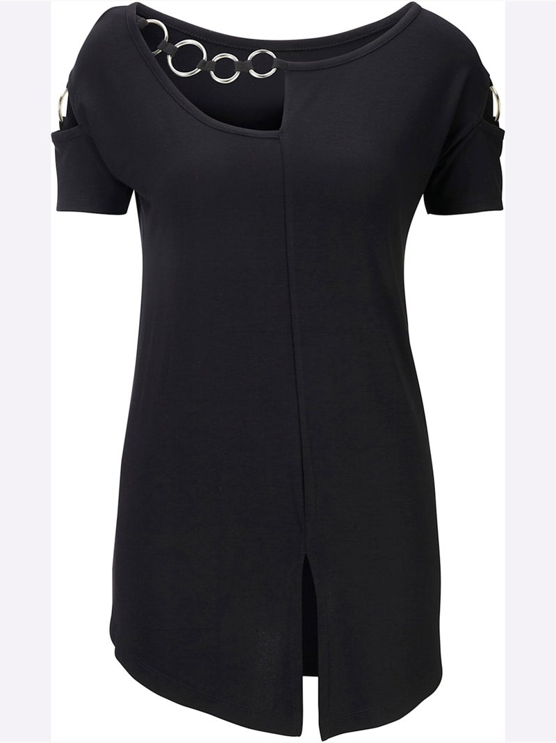 T-shirt à Manches Courtes - Taille Standard - Helline Noir - Kiabi
